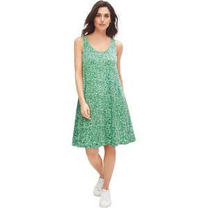 ellos Plus Size Crossover Back Tank Dress(Kelly Green White Ditsy)