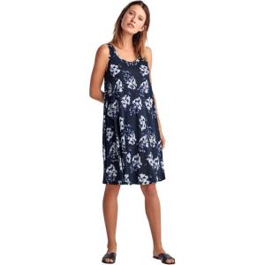 ellos Plus Size Crossover Back Tank Dress(Navy Floral Print)