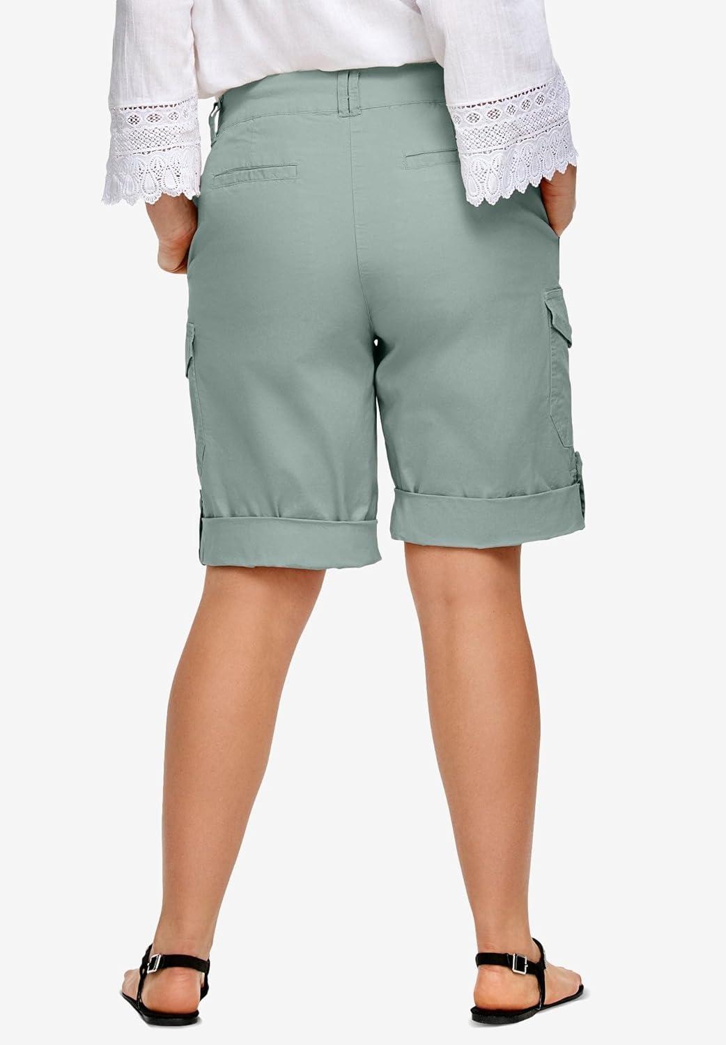 image:imageellos Plus Size Stretch MidRise Cargo Convertible Bermumda ShortsGrey Spruce