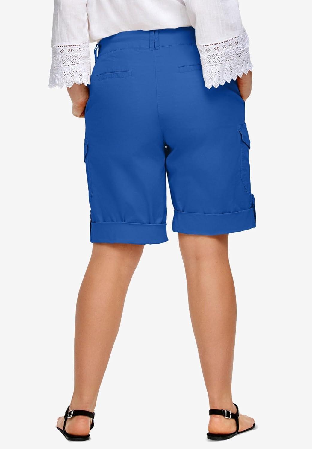 image:imageellos Plus Size Stretch MidRise Cargo Convertible Bermumda ShortsOcean Sapphire