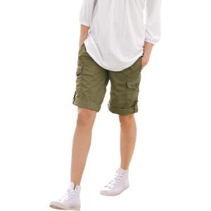 ellos Plus Size Stretch Mid-Rise Cargo Convertible Bermumda Shorts(Dark Basil)