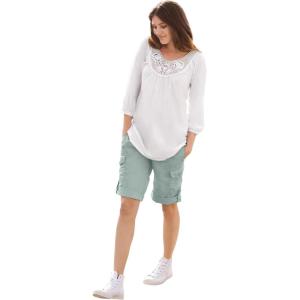 ellos Plus Size Stretch Mid-Rise Cargo Convertible Bermumda Shorts(Grey Spruce)