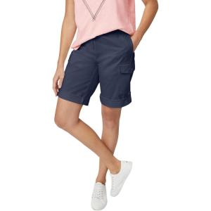 ellos Plus Size Stretch Mid-Rise Cargo Convertible Bermumda Shorts(Navy)
