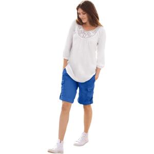 ellos Plus Size Stretch Mid-Rise Cargo Convertible Bermumda Shorts(Ocean Sapphire)