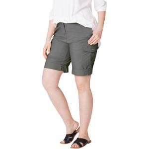 ellos Plus Size Stretch Mid-Rise Cargo Convertible Bermumda Shorts(Slate)