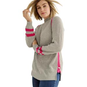 ellos Plus Size Side Stripe Mockneck Sweater(Heather Grey)