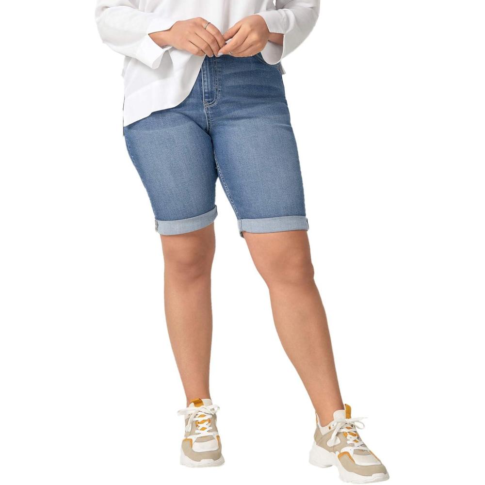 image:imageellos Plus Size MidRise Stretch Denim Bermuda ShortsMedium Stonewash