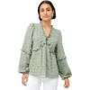 image:imageellos Plus Size Ruffle Trim VNeck Babydoll BlouseDesert Sage