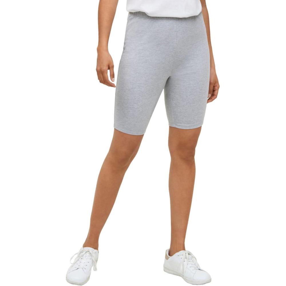 image:imageellos Plus Size Cotton Spandex Bike ShortsHeather Grey