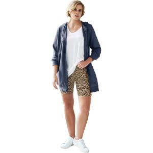 ellos Plus Size Cotton Spandex Bike Shorts(Classic Leopard)