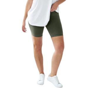 ellos Plus Size Cotton Spandex Bike Shorts(Deep Olive)