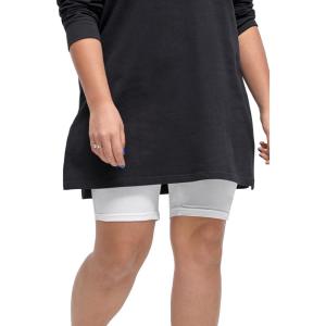 ellos Plus Size Cotton Spandex Bike Shorts(White)