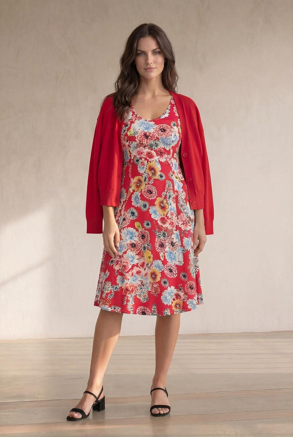 image:imageellos Plus Size Lightweight Fine Knit Relaxed VNeck Boxy CardiganHot Red