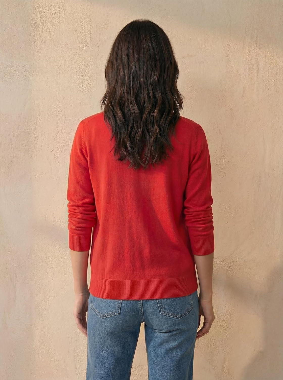 image:imageellos Plus Size Lightweight Fine Knit Relaxed VNeck Boxy CardiganHot Red