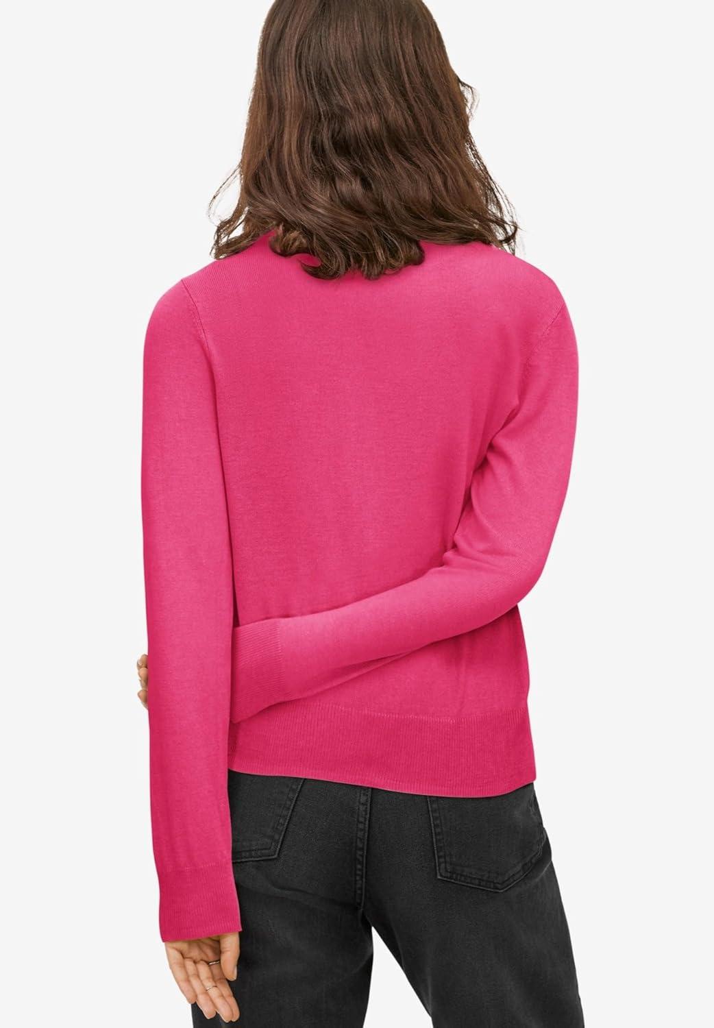 image:imageellos Plus Size Lightweight Fine Knit Relaxed VNeck Boxy CardiganRaspberry Sorbet