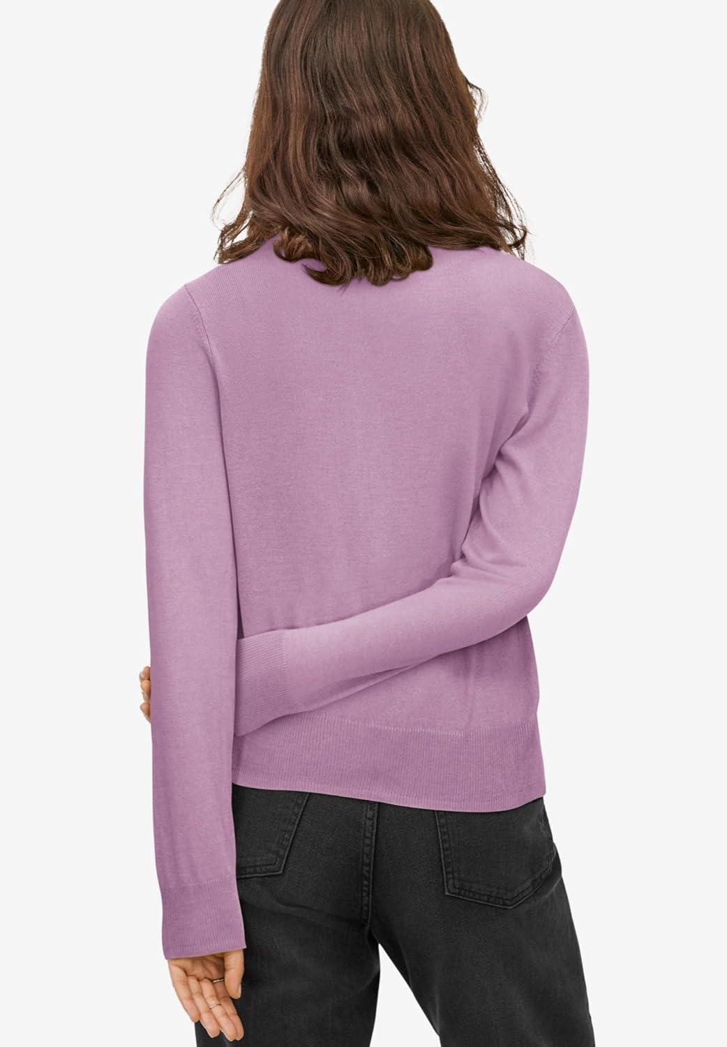 image:imageellos Plus Size Lightweight Fine Knit Relaxed VNeck Boxy CardiganSweet Lilac