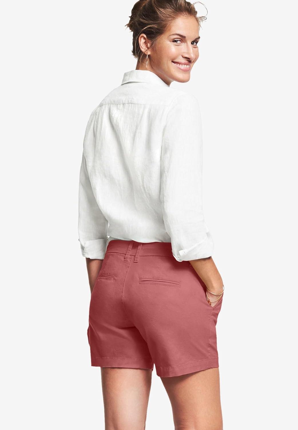 image:imageellos Plus Size MidRise Stretch Cotton 2Pocket Chino ShortsStrawberry Rose