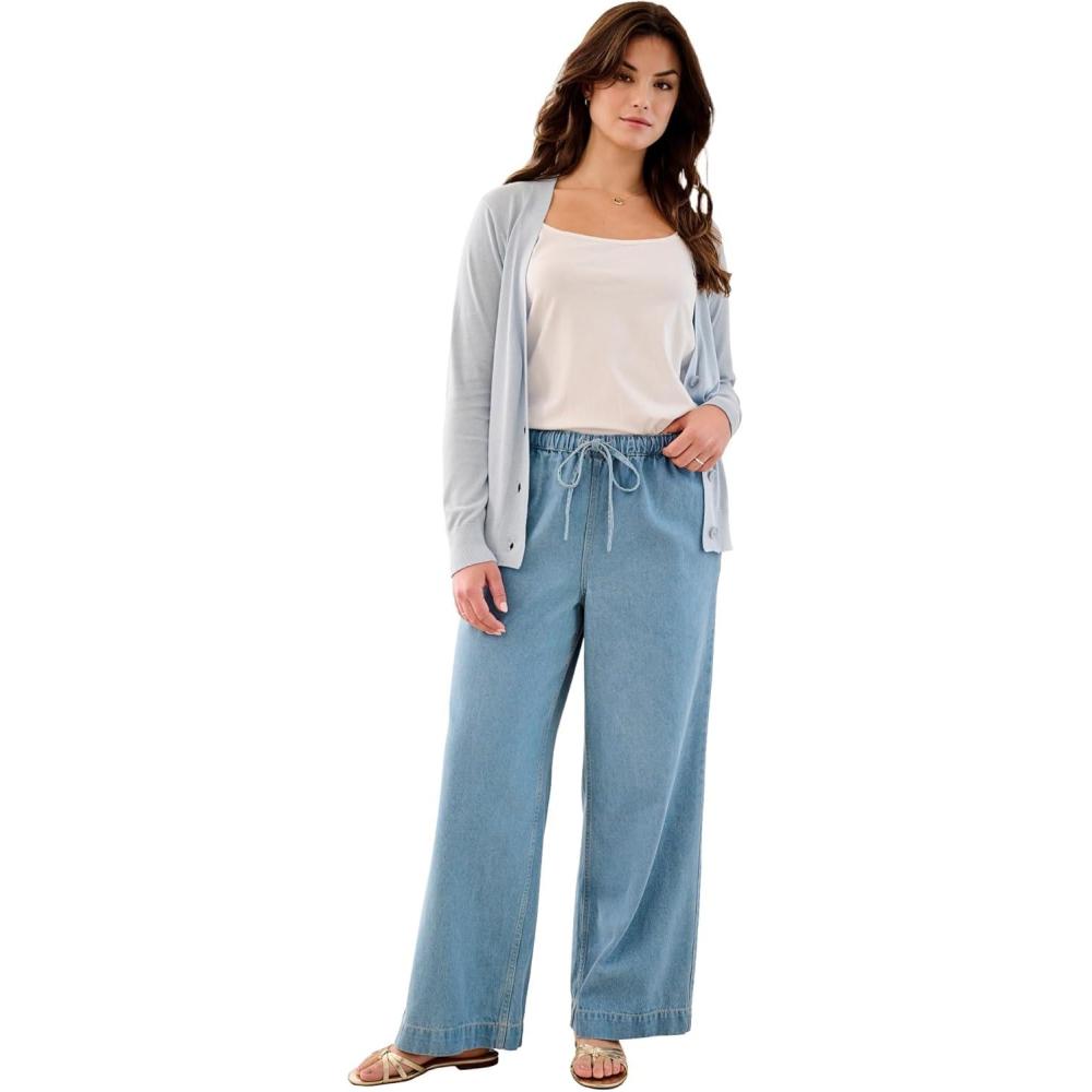 image:imageellos Plus Size Lightweight Fine Knit Relaxed VNeck Boxy CardiganPale Blue