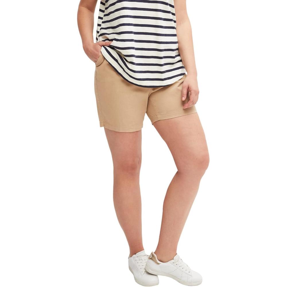 image:imageellos Plus Size MidRise Stretch Cotton 2Pocket Chino ShortsNew Khaki