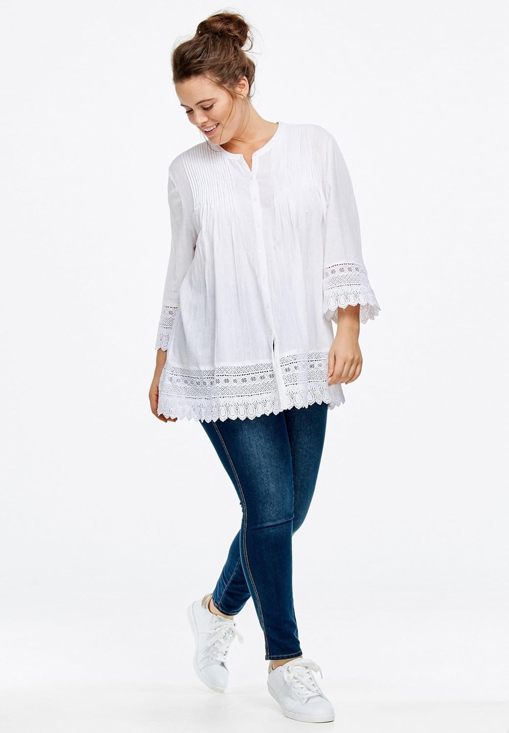 image:imageellos Plus Size Crochet Trim BlouseNavy