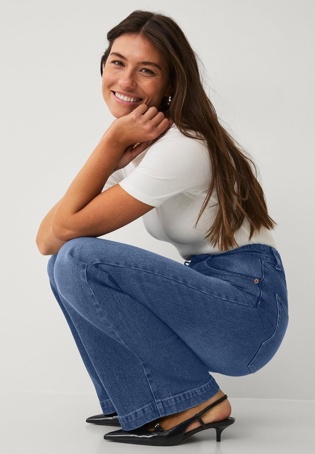image:imageellos Plus Size HighRise Stretch Flare Leg JeansMedium Stonewash