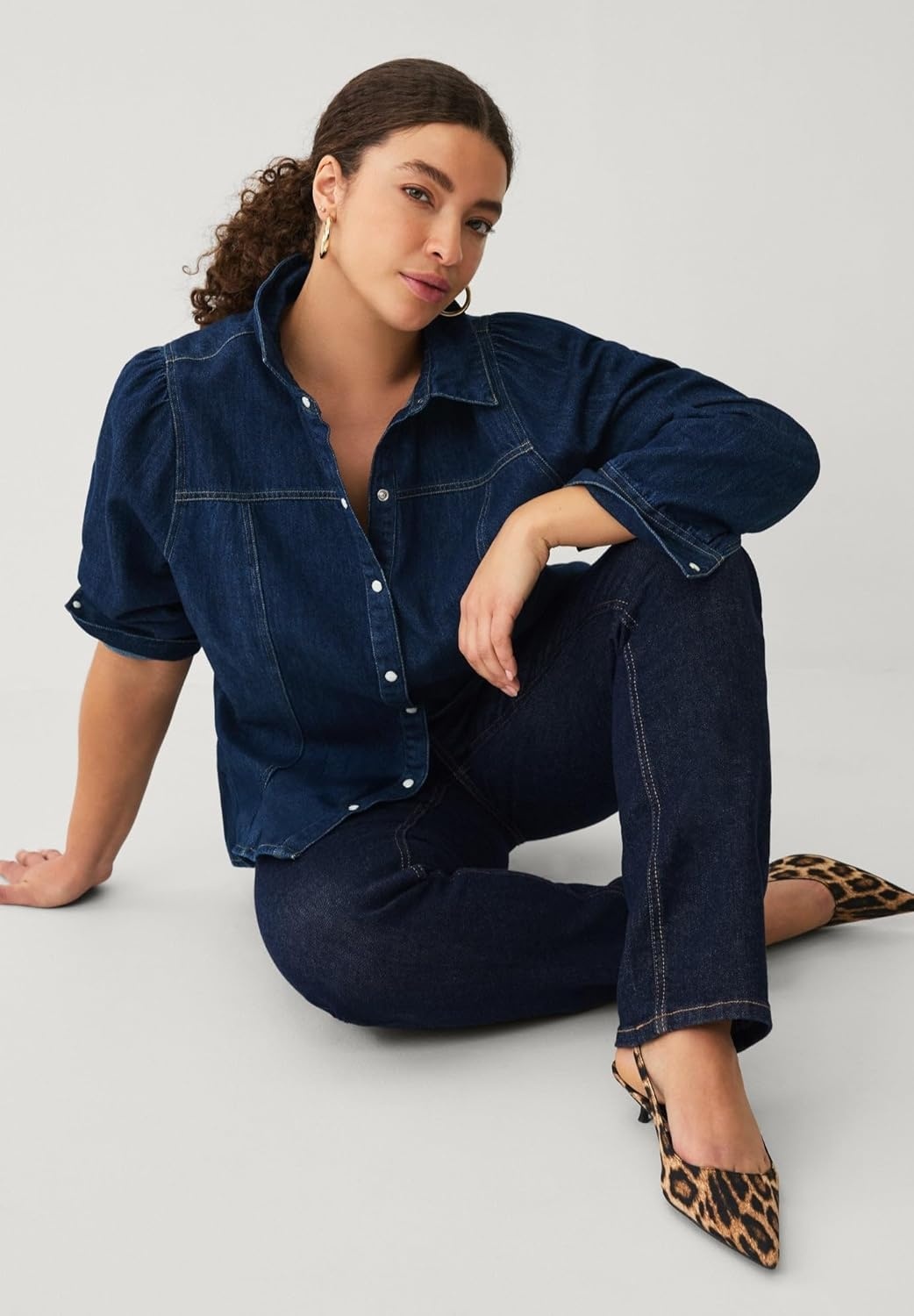 image:imageellos Plus Size Straight Leg Stretch JeansDark Wash