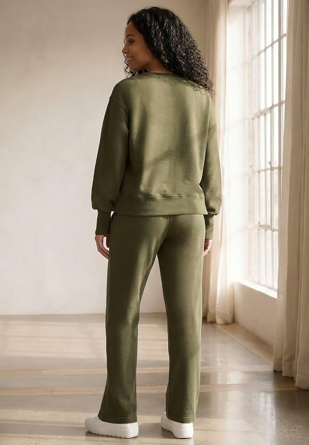 image:imageellos Plus Size Studio French Terry Straight Leg SweatpantsDeep Olive
