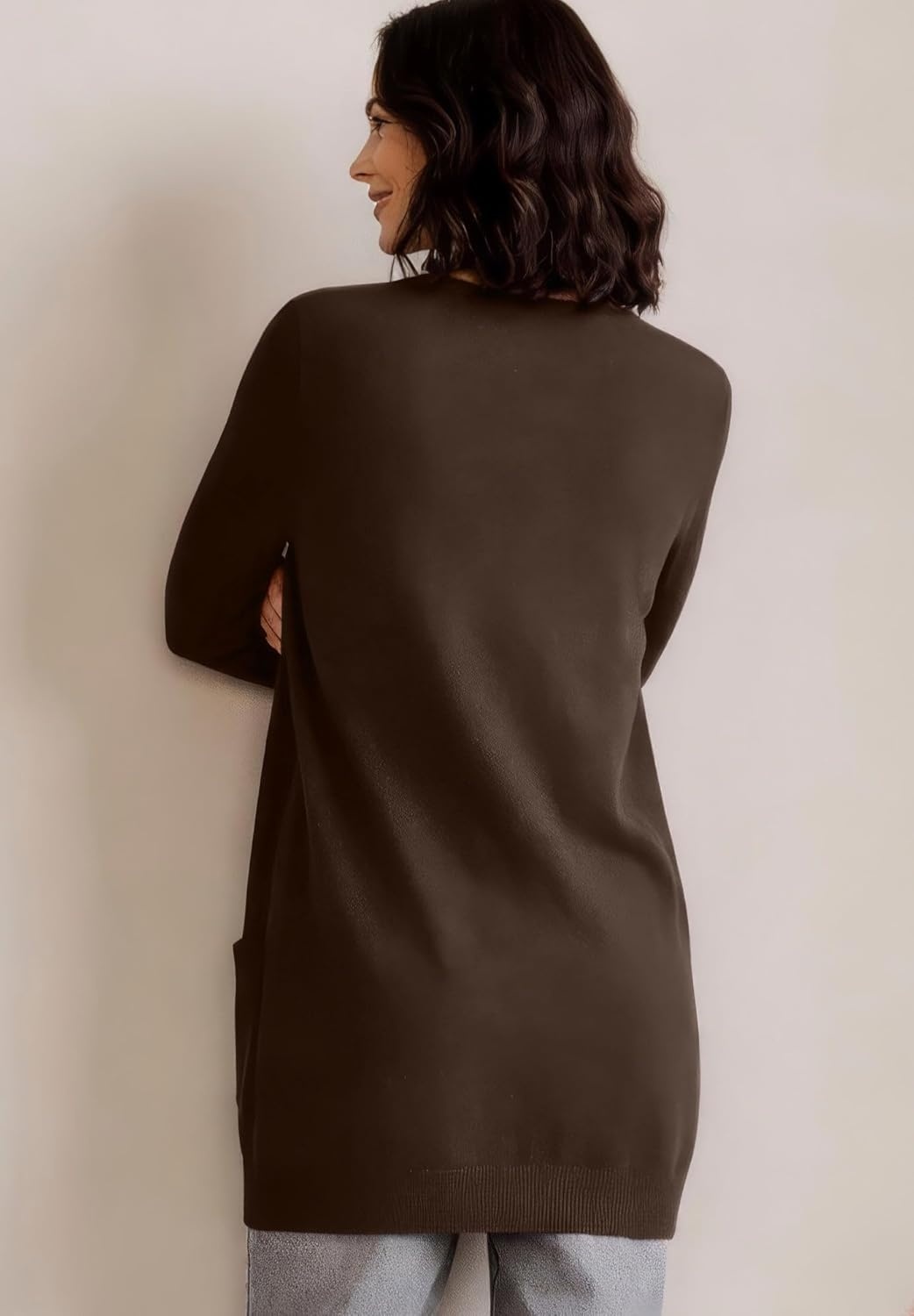image:imageellos Plus Size VNeck ButtonFront 100 Cotton Boyfriend CardiganChocolate