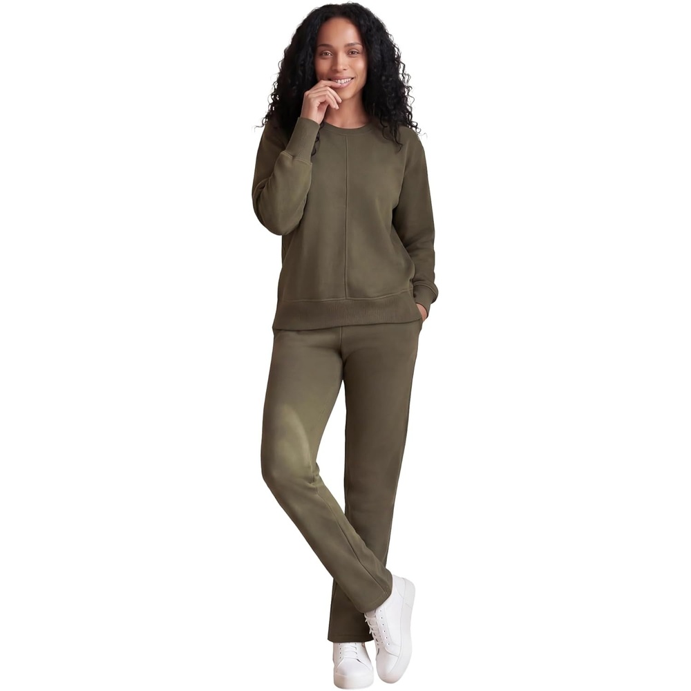 image:imageellos Plus Size Studio French Terry Straight Leg SweatpantsDeep Olive