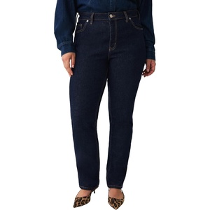 ellos Plus Size Straight Leg Stretch Jeans(Dark Wash)