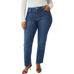 ellos Plus Size Straight Leg Stretch Jeans(Medium Stonewash)