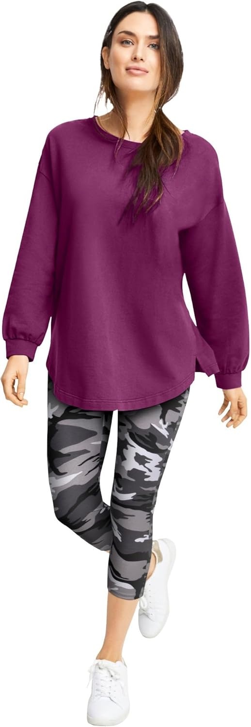 image:imageellos Plus Size French Terry Blouson Sleeve Sweatshirt TunicGrey Spruce