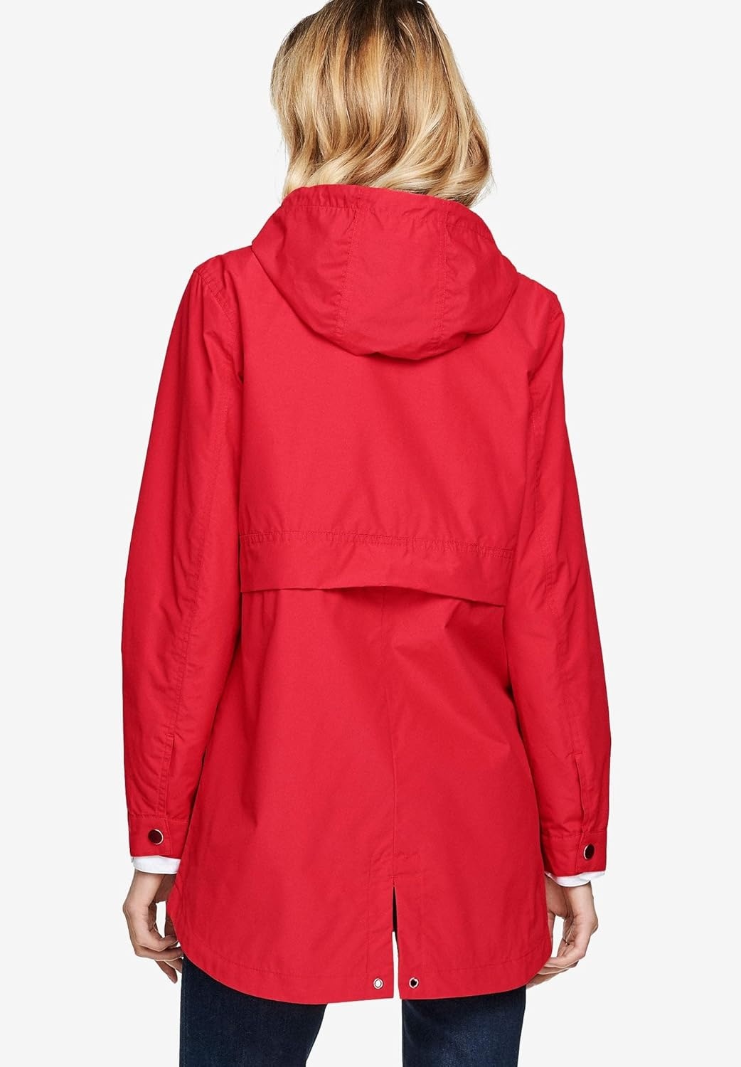 image:imageellos Plus Size WaterResistant ALine SnapFront Hooded RaincoatHot Red