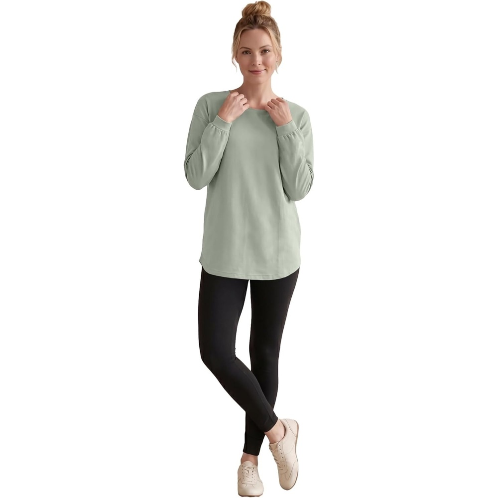 image:imageellos Plus Size French Terry Blouson Sleeve Sweatshirt TunicGrey Spruce