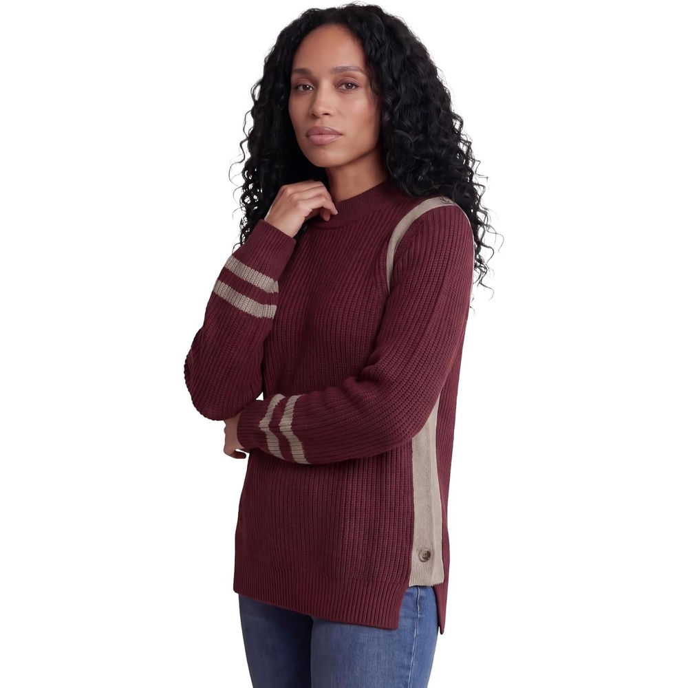 image:imageellos Plus Size Side Stripe Mockneck SweaterMerlot