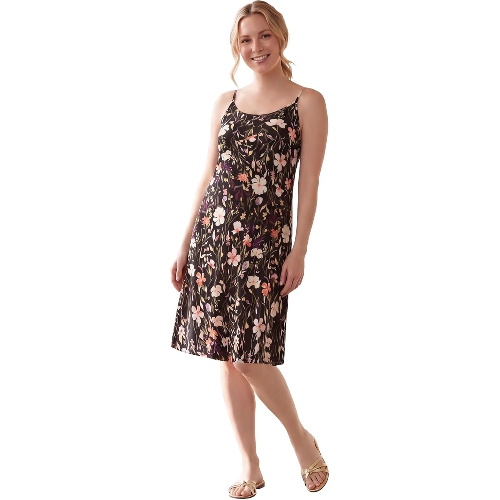 image:imageellos Plus Size Stretch Knit Scoop Neck Tank A Line DressMulti Garden Floral